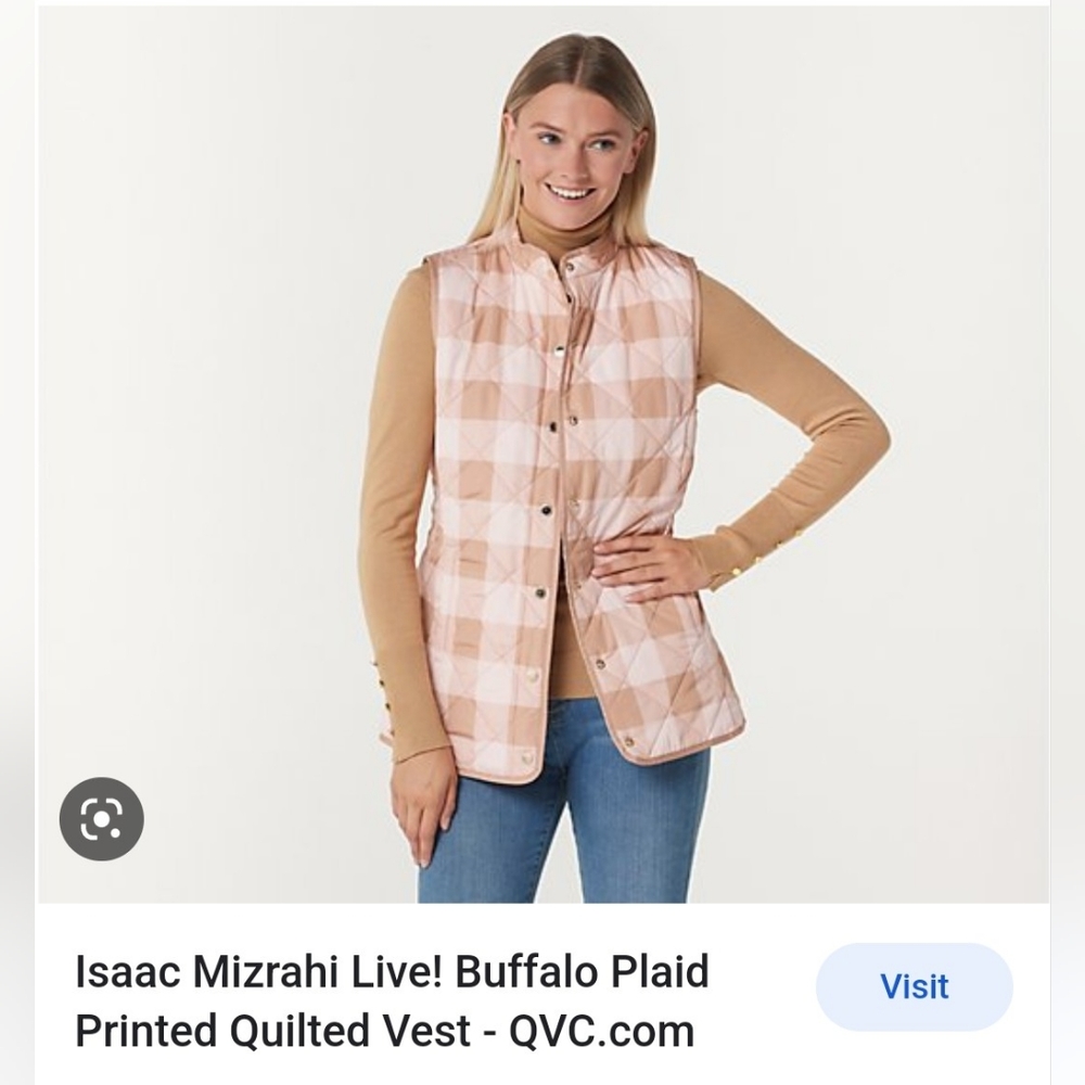Isaac Mizrahi Buffalo Plaid Printed Quilted Vest Puffer